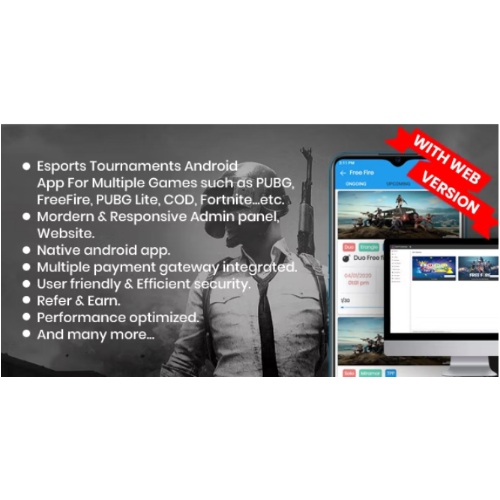 BattleMania With Web version – Tournament App with Website & Admin Panel for PUBG / Free Fire / COD