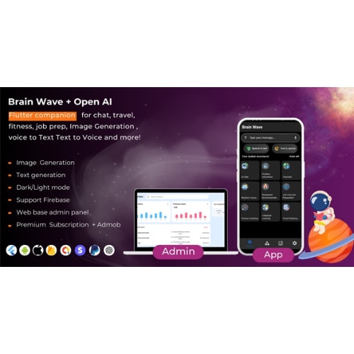 Brain Wave – Powerful ChatGPT , Writing Assistant , Image Generator , Complete Flutter App