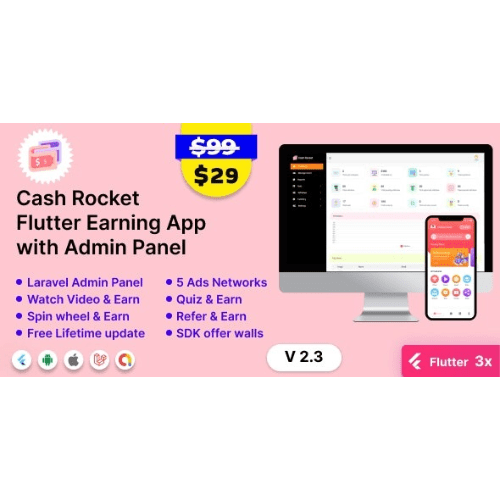 Cash Rocket – Flutter Online Earning App with Admin Panel