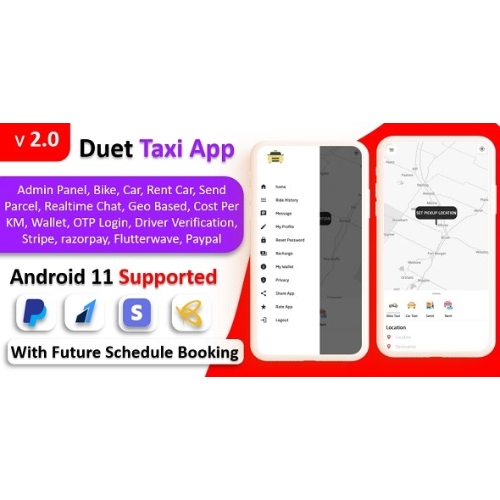 Duet Taxi App – Taxi App With Admin Panel | Multi Payment Gateway | Recharge Wallet | Notification