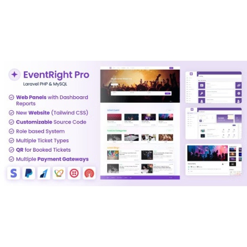 EventRight Pro – Ticket Sales and Event Booking & Management System with Website & Web Panels (SaaS)