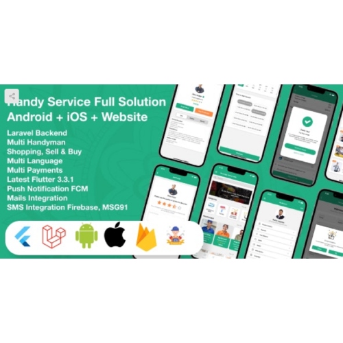 Flutter Handy service – On-Demand Home Services & Shopping Android+iOS+Website Full Solution Laravel