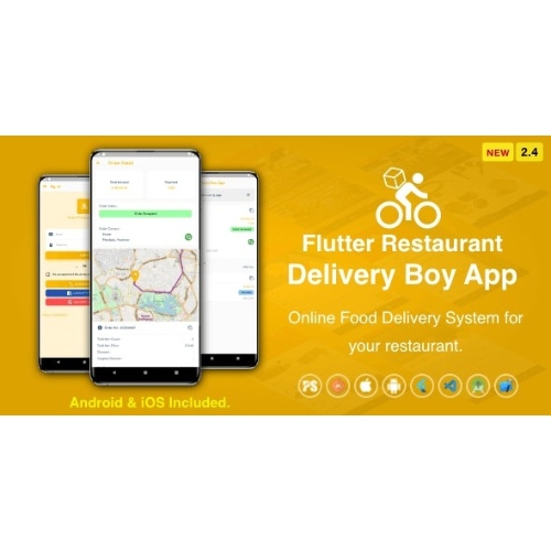 Flutter Restaurant Delivery Boy App for iOS and Android ( 2.4 )