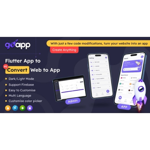 GoApp for Web to App Convertor Flutter + Admin Panel