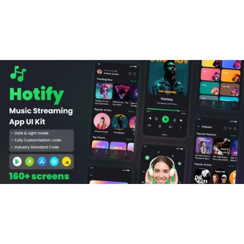 Hotify – Music Streaming App React Native CLI Ui Kit