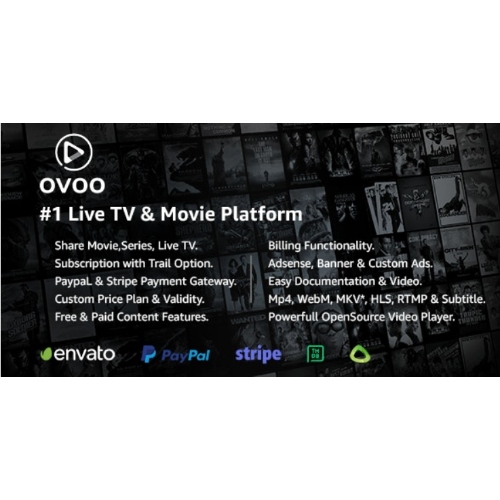 OVOO – Live TV & Movie Portal CMS with Membership System