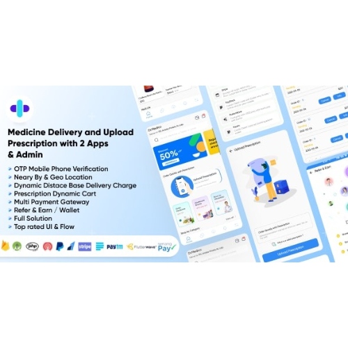 DrMedico – Pharmacy Delivery with Medicine Delivery and Upload Prescription App with 2 Apps & Admin