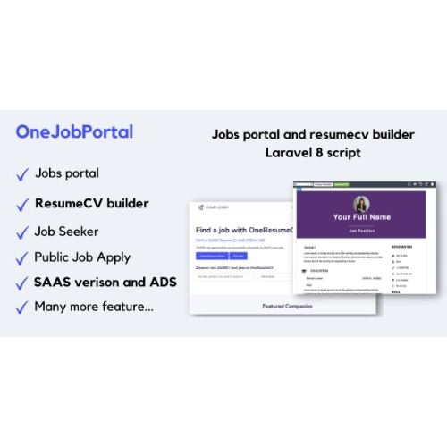 OneJobPortal – Jobs board and resume builder