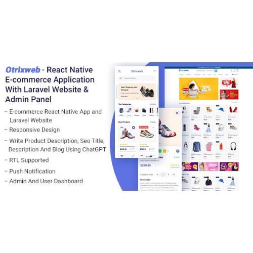 Otrixweb – React Native Ecommerce Application With Laravel Website
