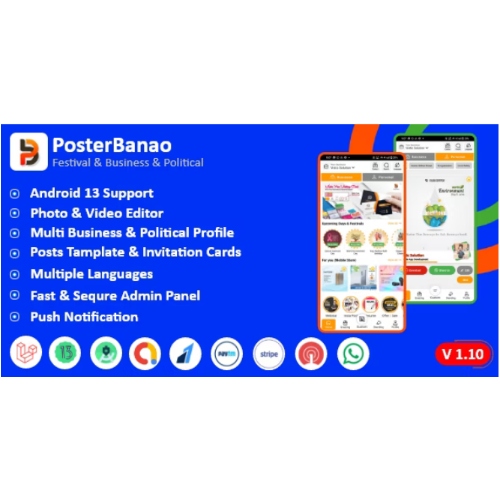 Poster Banao – Poster Maker ,Festival & Business & Political , AdBanao Clone Poster Maker App
