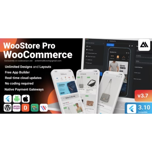 WooStore Pro WooCommerce – Flutter Full App E-commerce + App Builder + Multi vendor marketplace
