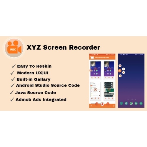 XYZ Screen Recorder | Native Android App | Admob Ads
