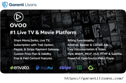 OVOO – Live TV & Movie Portal CMS with Membership System