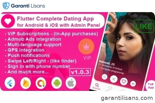 Flutter Complete Dating App for Android & iOS with Admin Panel