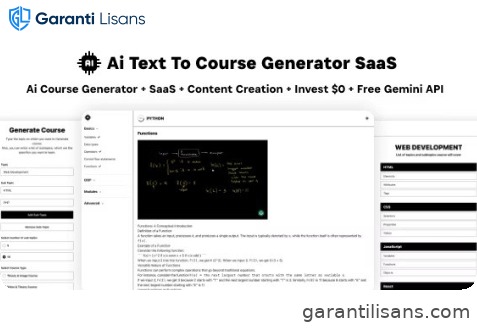 Ai Course Generator – Text To Course SaaS Ai Video & Image Content Payment Earn Gemini React Admin