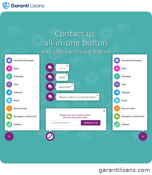 All in One Support Button + Callback Request. WhatsApp, Messenger, Telegram, LiveChat and more…