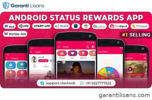 Android Status App With Reward Point (Lucky Wheel, WA Status Saver, Video, GIF, Quotes & Image)