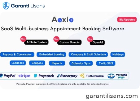 Aoxio – SaaS Multi-Business Service Booking Software