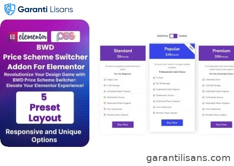 BWD Pricing Scheme Switcher Addon For Elementor