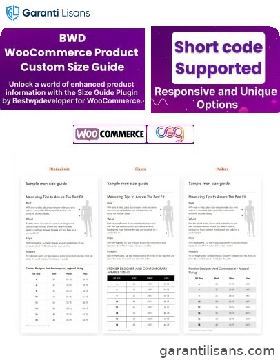 BWD Product Custom Size Guide For WooCommerce