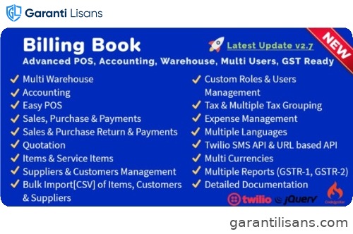 Billing Book -Advanced POS, Inventory, Accounting, Warehouse, Multi Users, GST Ready