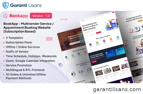 Bookapp – Multivendor Service / Appointment Booking Laravel Website (Subscription Based)