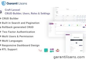 Craft Laravel Admin Panel – CRUD builder, Users, Role, Permissions & Settings