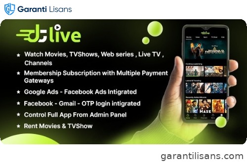 DTLive – Flutter App (Android – iOS – Website ) Movies – TV Series – Live TV – OTT – Admin Panel