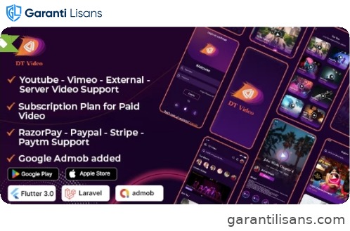 DTVideo- Flutter Multipurpose All In One Videos App ( Android + ios) Admin panel