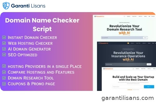 Domain Hub – Domain Checker, AI Name Generator, Who-is-hosting, Whois, DNS React Nextjs tools.