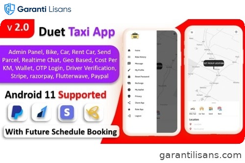 Duet Taxi App – Taxi App With Admin Panel | Multi Payment Gateway | Recharge Wallet | Notification