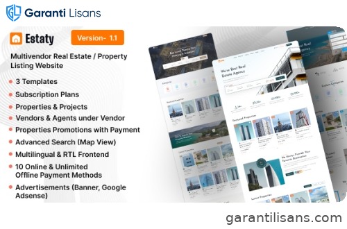 Estaty – Multivendor Real Estate / Property Listing Website (Subscription Based)