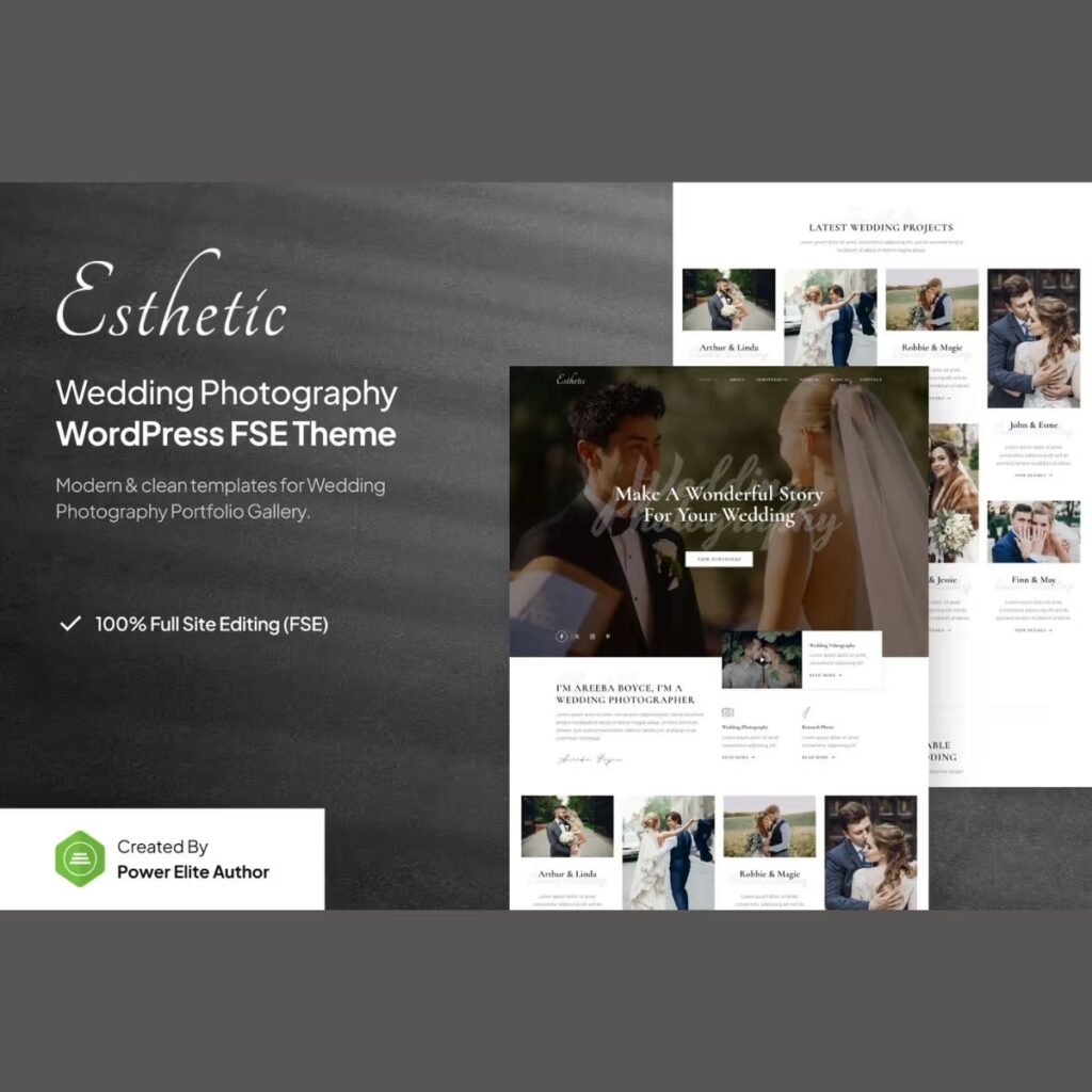 Esthetic – Wedding Photography Gutenverse FSE WordPress Block Theme