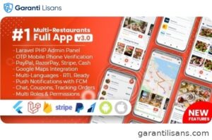 Food Delivery Flutter + PHP Laravel Admin Panel