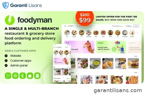 Foodyman – Single (Multi-Branch) Restaurant & Grocery Food Ordering & Delivery Platform