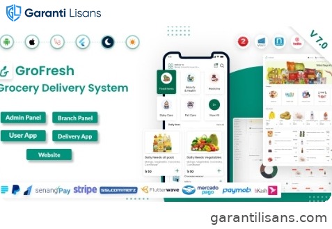 GroFresh – (Grocery, Pharmacy, eCommerce, Store) App and Web with Laravel Admin Panel + Delivery App