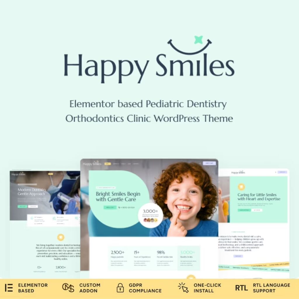 Happy Smiles – Pediatric Dental Clinic & Dentist WordPress Theme