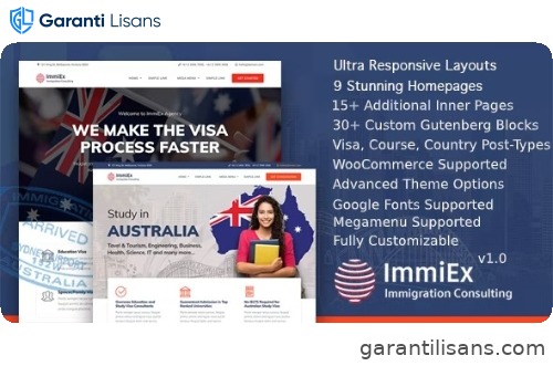 Immigration law, Visa services support, Migration Agent Consulting WordPress Business Theme – ImmiEx