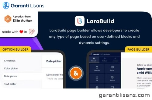 LaraBuild – Laravel Drag and Drop Page builder and Settings Builder Package