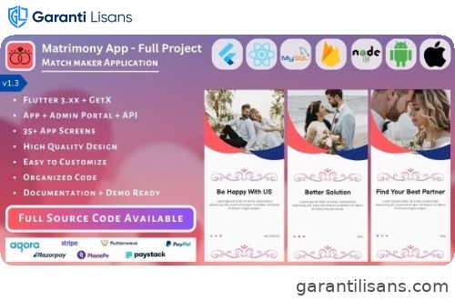 Matrimony App | Match Maker | Life Partner – Full Project (Mobile App, Admin Panel, API, Database)