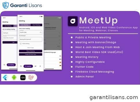 MeetUp – Android, iOS and Web Video Conference App for Meeting, Webinar, Classes