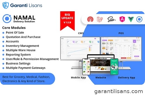 Namal – 5 in 1 Ionic Delivery Solution with POS for Single & Multiple Location Business Brand