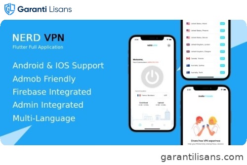 Nerd VPN : Flutter VPN Full Application with IAP, Integrated with Backend and Admin Panel
