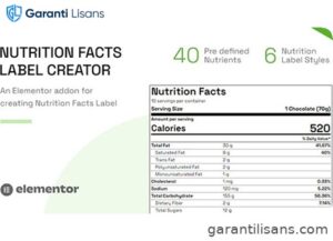 Nutrition – Facts Label Creator for Elementor
