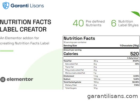 Nutrition – Facts Label Creator for Elementor