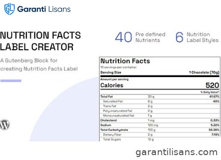 Nutrition Facts Label Creator (Gutenberg Block)