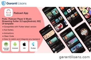 Pods- Podcast Player & Music Streaming flutter 3.3 app(Android, iOS) UI template