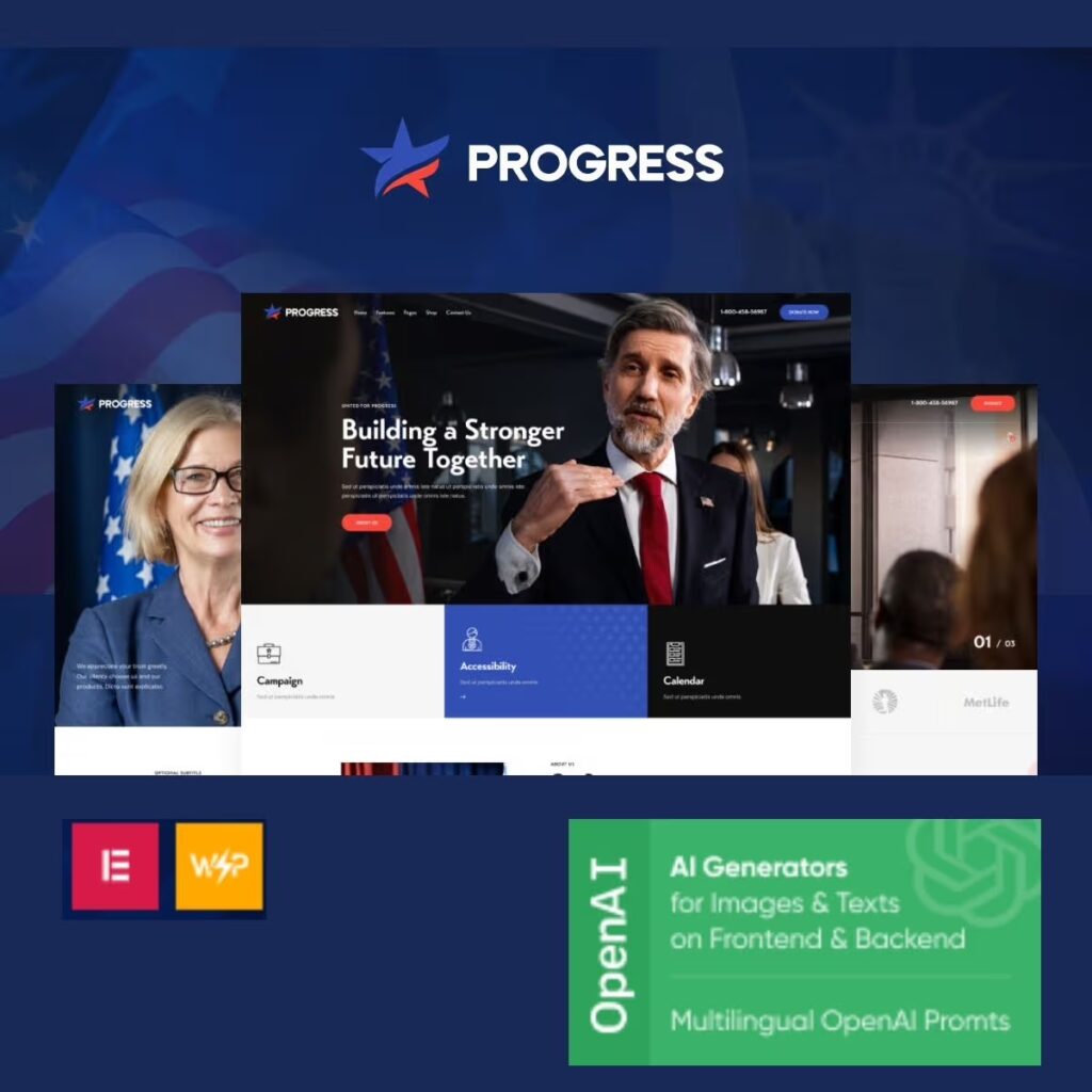 Progress – Politics, Candidate & Fundraising WordPress Theme