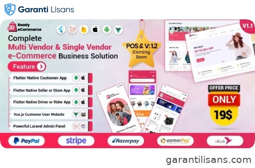 Ready ecommerce – Complete Multi Vendor e-Commerce Mobile App, Website, Rider App with Seller App