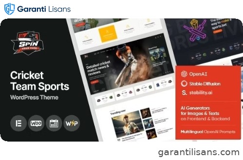 Spin – Cricket Team Sports WordPress Theme + AI